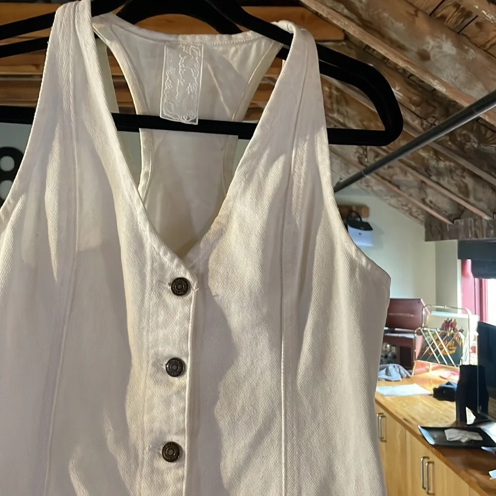 White Denim Mini Dress - Picture 2 of 3